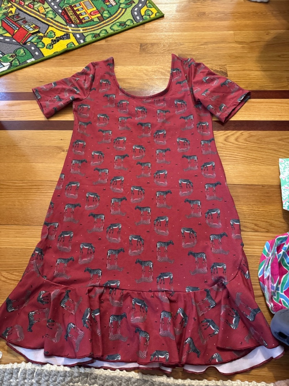 Womans Red Zebra Print Short Sleeve Dress